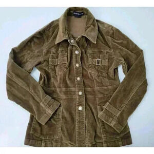 Cotton Jacket Womens Cord Chunky Pockets Boho Brown Indie size S moto blazer